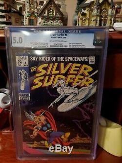 Silver Surfer #4 (CGC 5.0) Classic Buscema battle cover. Key
