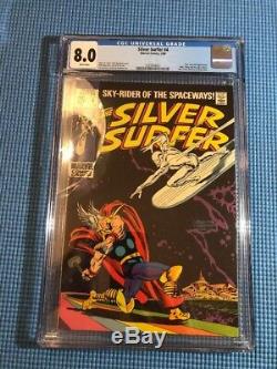 Silver Surfer #4 CGC 8.0 White Pages Marvel 1969 Thor VS Silver Surfer Loki App