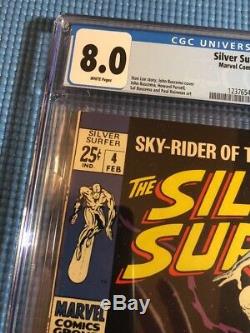 Silver Surfer #4 CGC 8.0 White Pages Marvel 1969 Thor VS Silver Surfer Loki App