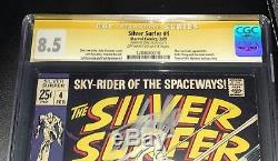Silver Surfer #4 (Marvel 2/1969) CGC 8.5 VF+ OWithW Classic Thor / Silver Surfer