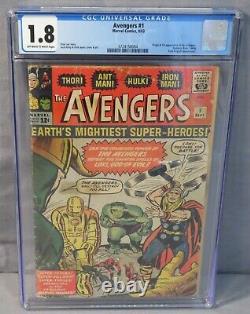 THE AVENGERS #1 (Origin & 1st Appearance of Team) CGC 1.8 GD- Marvel Comics 1963
