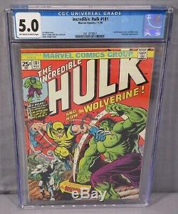 THE INCREDIBLE HULK #181 (Wolverine 1st appearance) CGC 5.0 VG/FN Marvel 1974