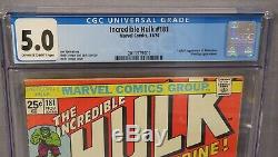 THE INCREDIBLE HULK #181 (Wolverine 1st appearance) CGC 5.0 VG/FN Marvel 1974