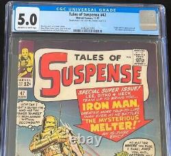Tales of Suspense #47? CGC 5.0 DOUBLE COVER ERROR? 1st MELTER! Iron Man 1963