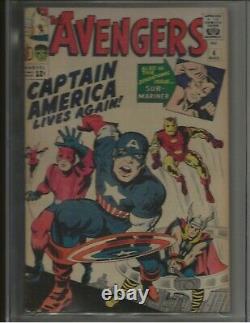 The AVENGERS 4 CGC 4.5 1ST Captain America in Silver Age Marvel KEY