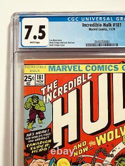The Incredible Hulk #181 Cgc Vf- 7.5 Beautiful White Pages! 1st Wolverine-hot