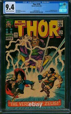 Thor #129? CGC 9.4 OW-W? 1st App of ARES HERCULES PLUTO & ZEUS! Marvel 1966