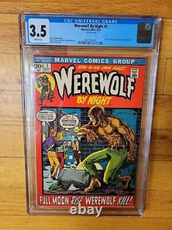 Werewolf By Night #1 CGC 3.5 White Pages 1st WWBN Solo Series MCU Marvel 1972