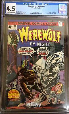 Werewolf By Night 32 CGC 4.5 + WWBN 33, Marvel Spotlight 28 + Moon Knight 1 & 25