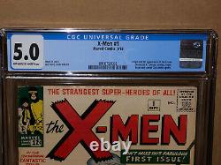 X-Men #1 CGC 5.0 1963 1st Appearance! Key Silver Age! Wolverine! L9 913 cm clean